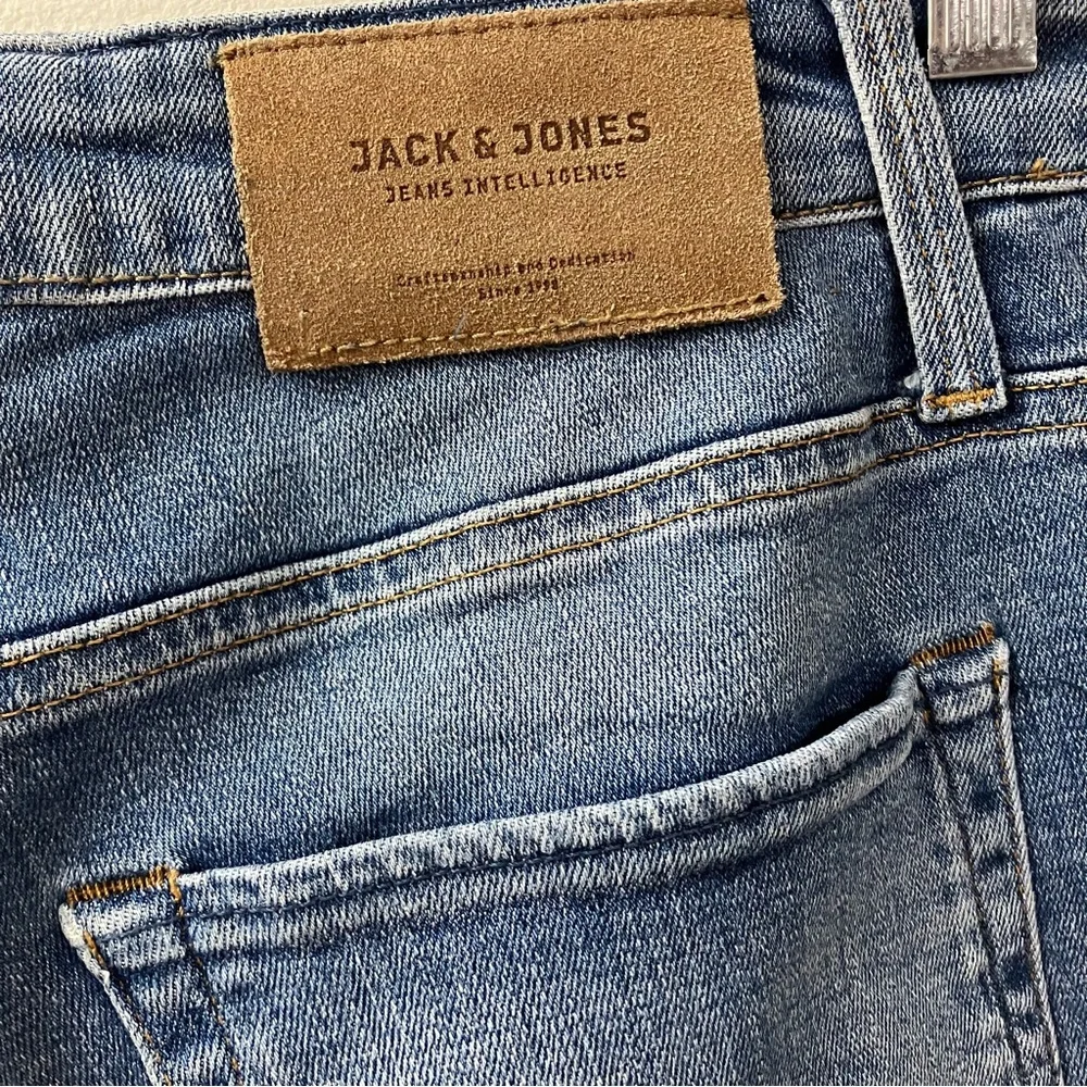 Indie Y2K Grunge JACK JONES Mens Intelligence Skinny Jeans 36/34 Distressed